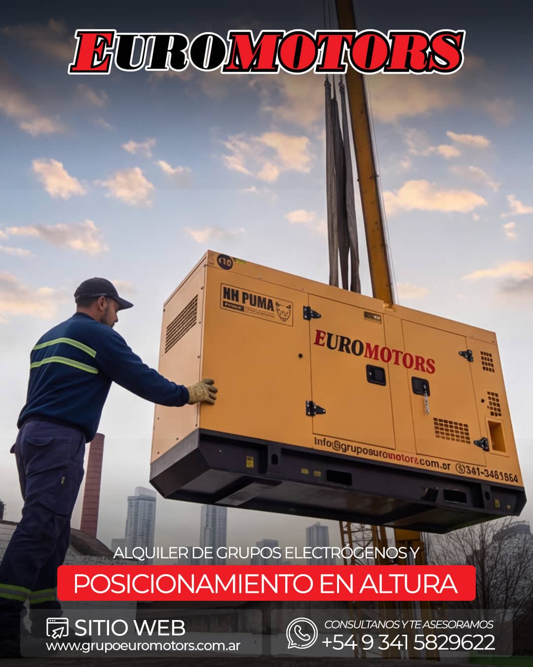 Izaje de grupos electrógenos con grúa
