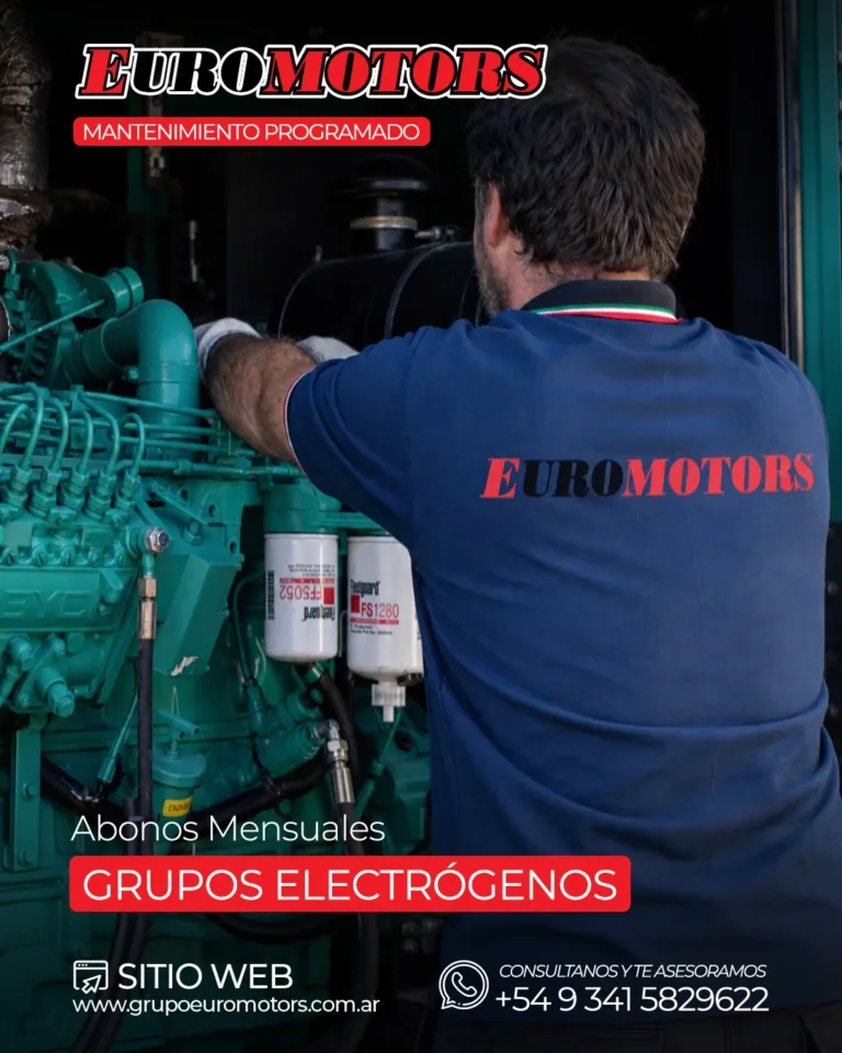 Técnico de Grupo EuroMotors durante el mantenimiento de un generador