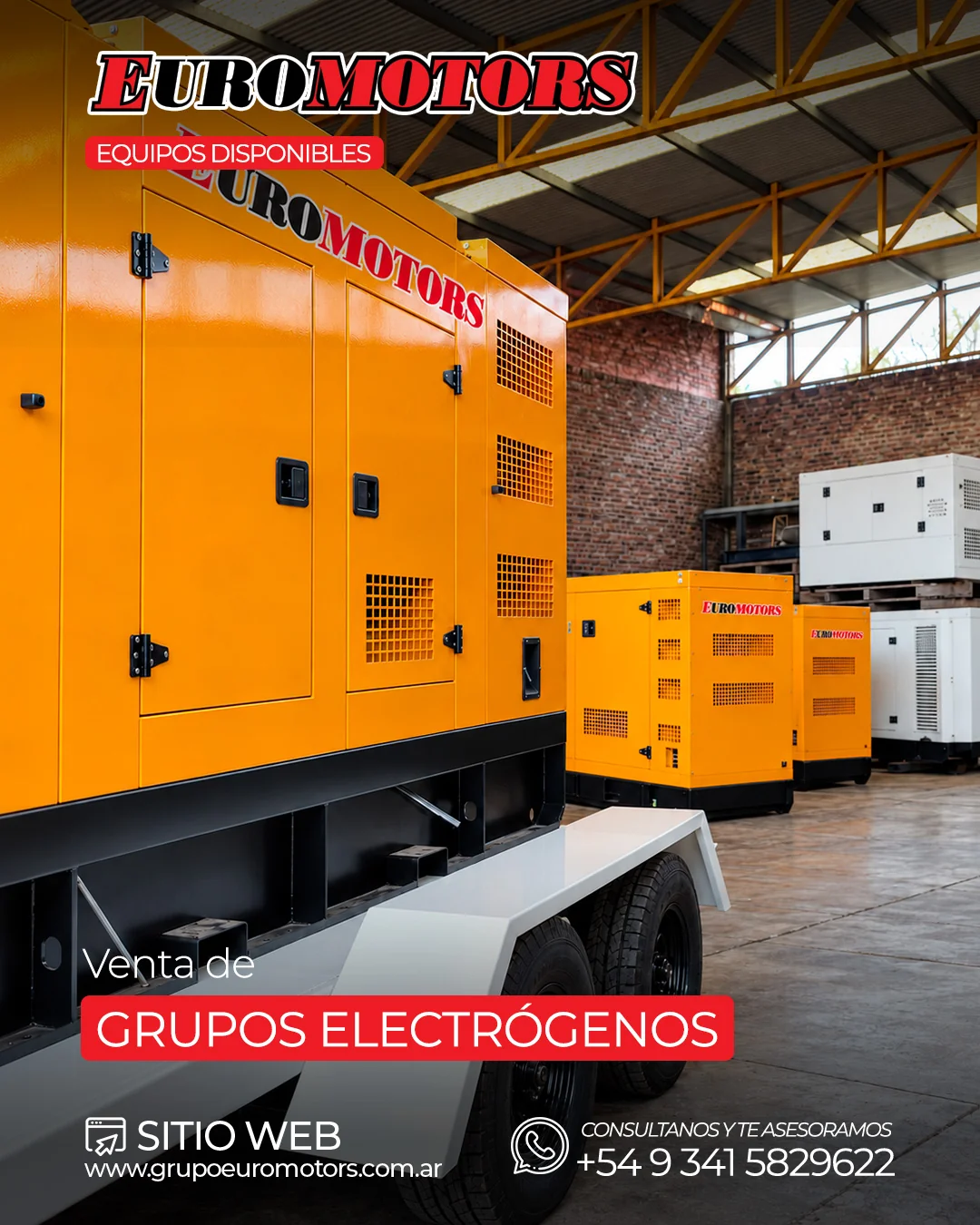 Grupo electrógeno EuroMotors sobre tráiler presentado para consultas de cotización