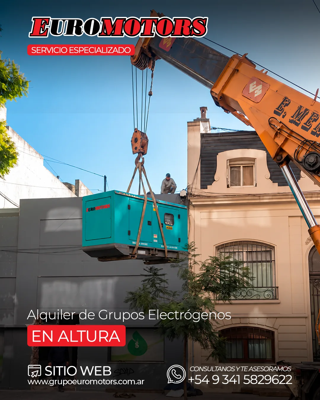 Material de Grupo EuroMotors sobre posicionamiento de grupos electrógenos en altura